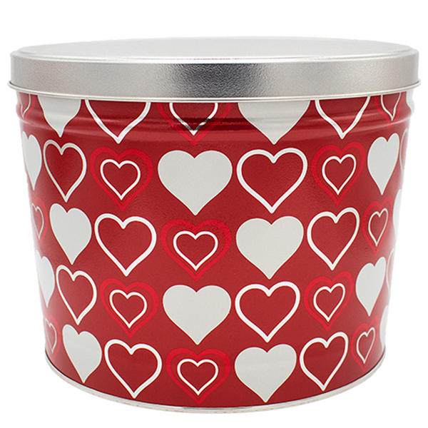 2 Gallon - Hearts - Popcorn Tin