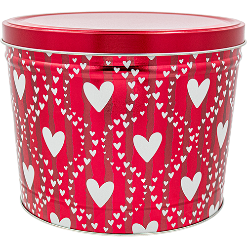2 Gallon - Red Hearts Valentine Tin