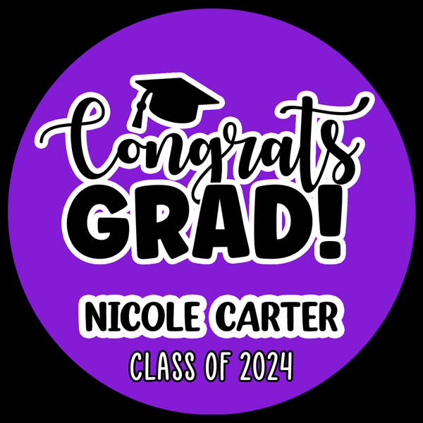 Custom purple graduation labels