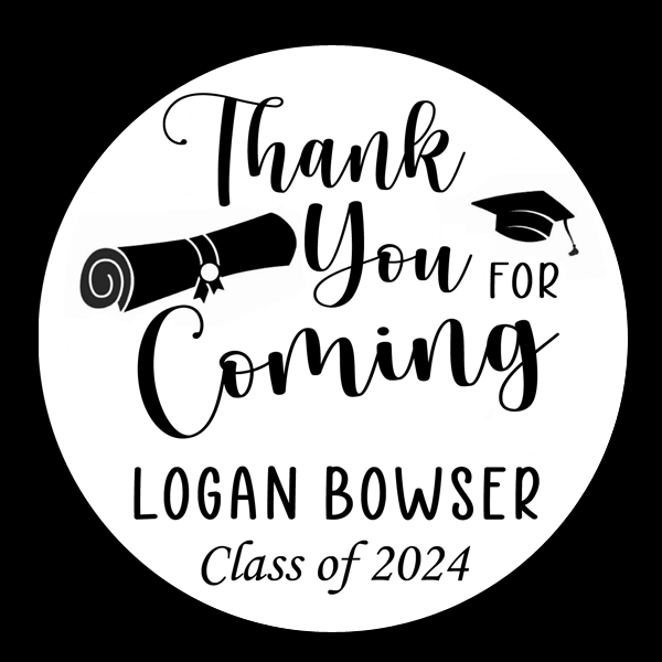 Thank you for coming. Graduation popcorn bags with labels.