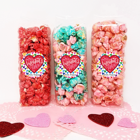Bright valentine hearts popcorn bags