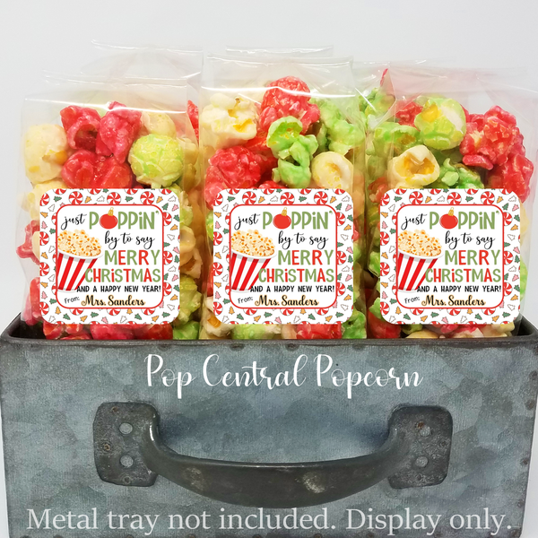 Holiday personalized popcorn treat bags