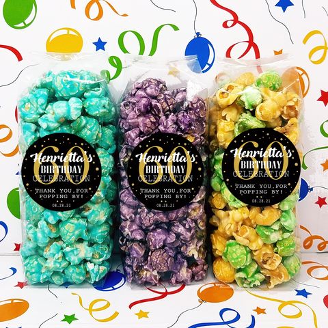 Black and Gold Birthday - Popcorn Party Favors