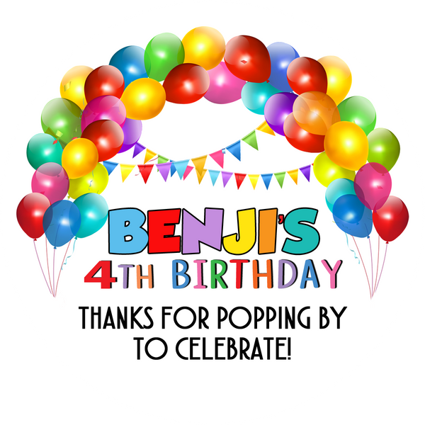Bright Balloons Birthday Party Popcorn Favors