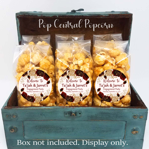 Burgundy and Gold wedding popcorn