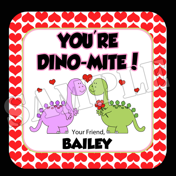 Dinosaur - Valentine Popcorn Party Favors