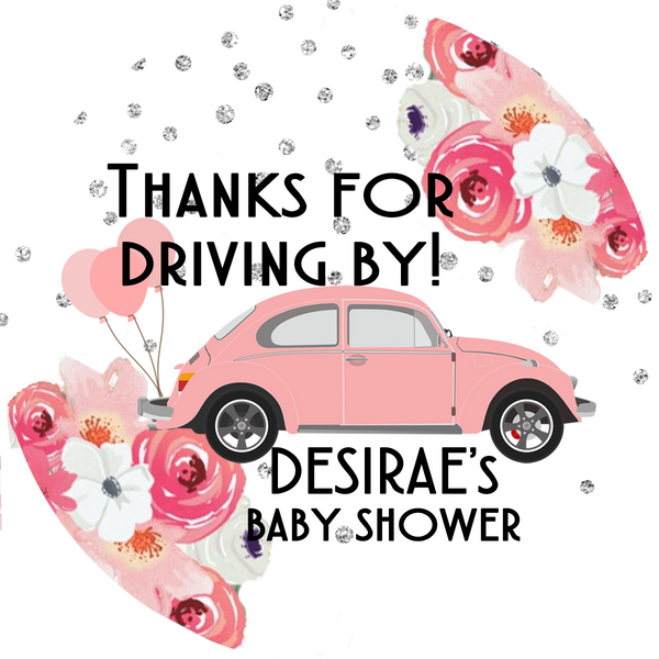 Drive By Baby Shower Popcorn Favors - Pink Beetle