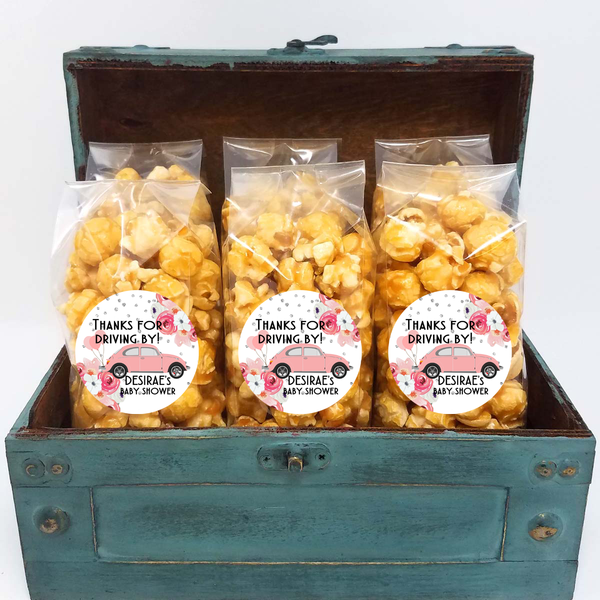 Drive By Baby Shower Popcorn Favors - Pink Beetle