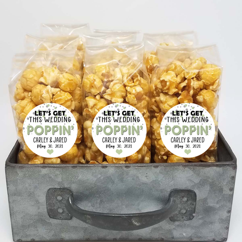 "Get this Wedding Poppin" Sage and Silver - Wedding Popcorn Favors