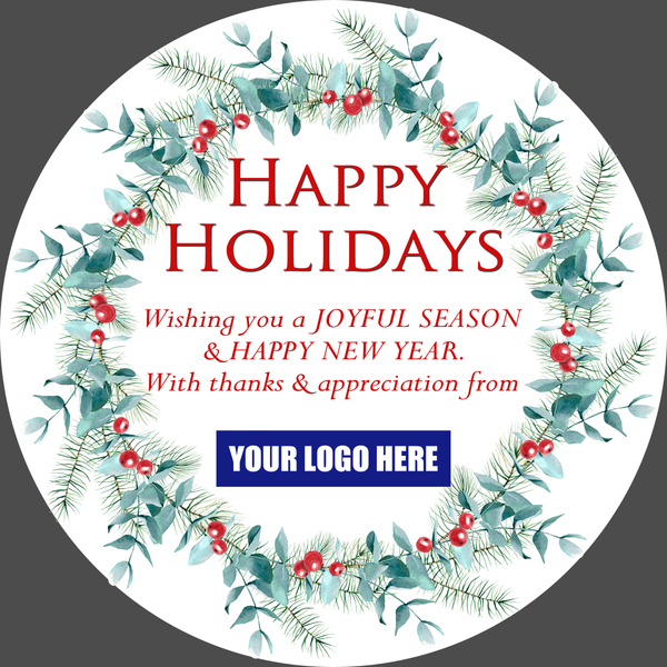 Happy Holidays Wreath - Corporate Logo - Variety 6 Pack