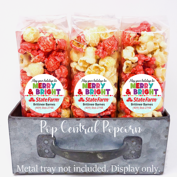 Merry and Bright - Holiday Christmas Corporate Popcorn Favor Bags