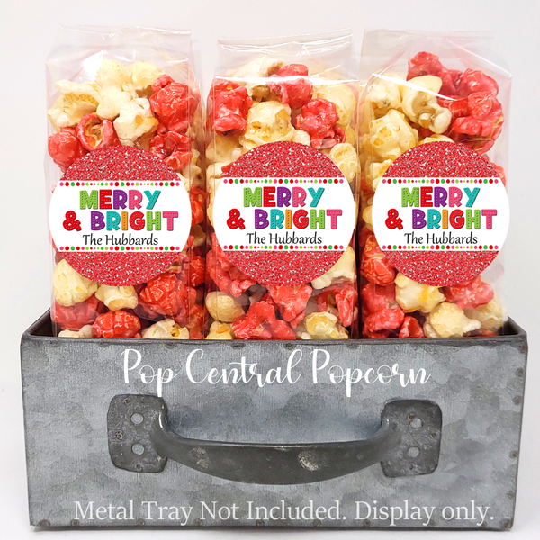 Merry and Bright Glitter - Holiday Christmas Popcorn Party Favors