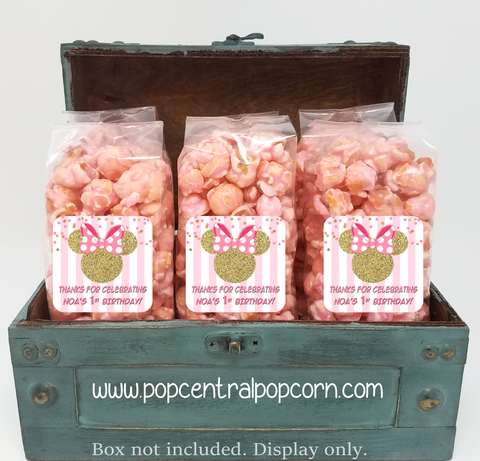 Pink and Gold Minnie party favors