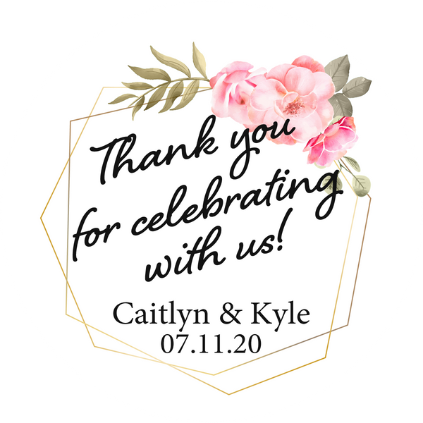 Pink Floral and Gold Frame - Wedding Popcorn Favors