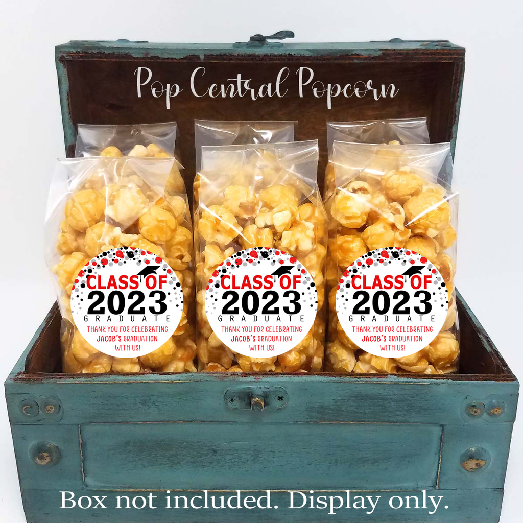 pizza Pessimistic Damn it Red and Black dots - Graduation Party Popcorn Favors – Pop Central Popcorn