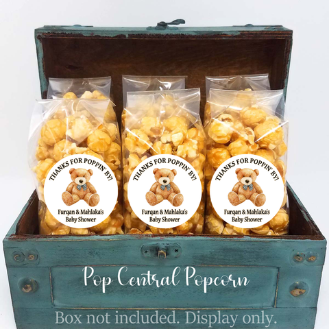 Ready To Pop - Blue Teddy Bear Balloons Baby Shower Popcorn Favors