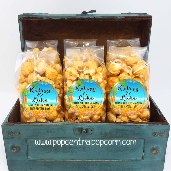 Beach wedding popcorn favors