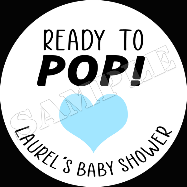 White with Baby Blue Heart - Baby Shower Popcorn Favors