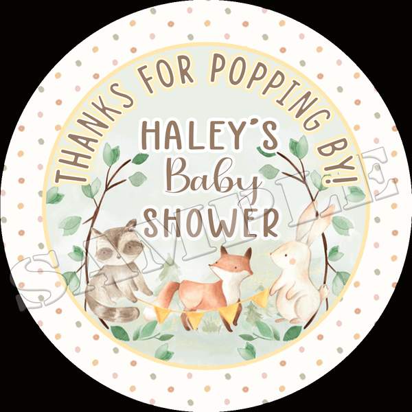 woodland baby shower stickers