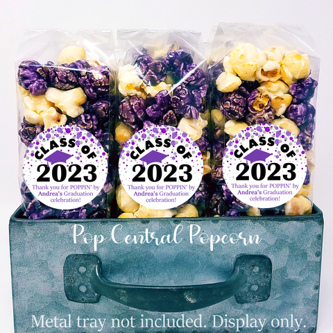Purple and White dots - Graduation Party Popcorn Favors